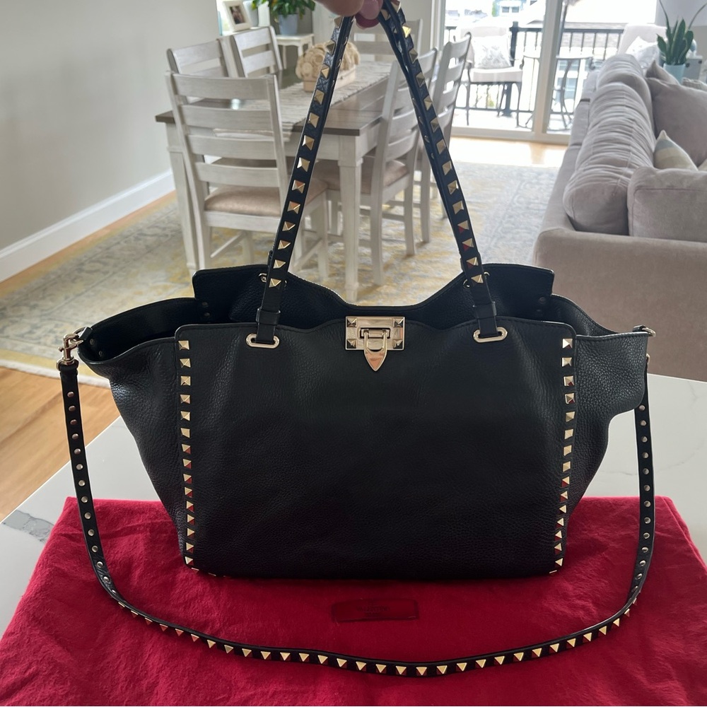 Valentino Garavani - Black Rockstud Tote  Bag / Shoulder Bag / Crossbody Bag - Picture 3 of 16
